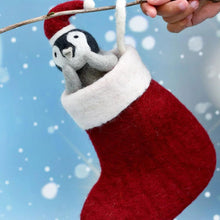 Load image into Gallery viewer, Tara Treasures Felt Penguin Toy in Stocking
