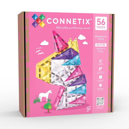Connetix magnetic tiles packaging on a white background