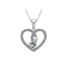 Load image into Gallery viewer, Sterling Silver White CZ Double Heart Pendant
