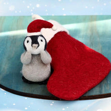 Load image into Gallery viewer, Tara Treasures Felt Penguin Toy in Stocking
