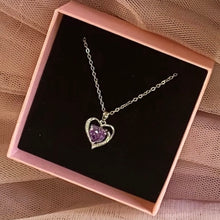 Load image into Gallery viewer, Sterling Silver Purple &amp; White CZ Heart Pendant
