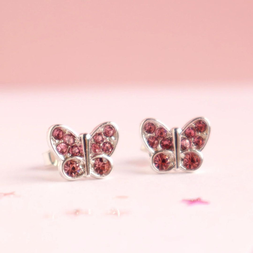 Lauren Hinkley Pink Crystal Butterfly Earrings (Boxed)