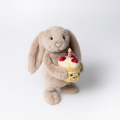 Jellycat Bashful Beige Bunny 'Birthday' Original