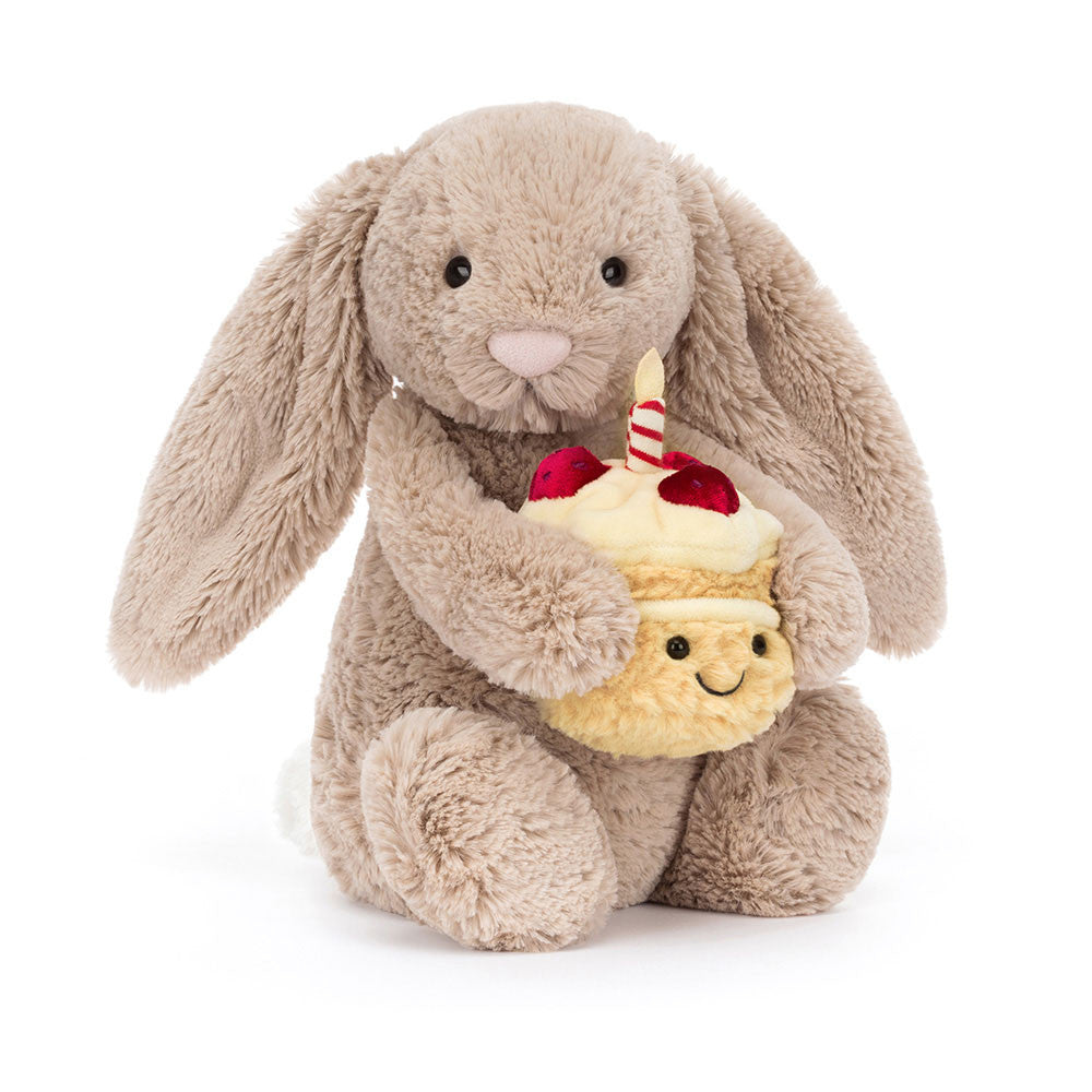 Jellycat Bashful Beige Bunny 'Birthday' Original