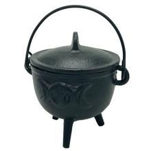 Load image into Gallery viewer, Black Triple Moon Cast Iron Cauldron (Assorted)

