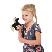 Load image into Gallery viewer, Folkmanis Mini Black Unicorn Finger Puppet

