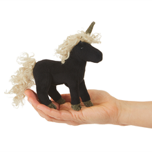 Load image into Gallery viewer, Folkmanis Mini Black Unicorn Finger Puppet

