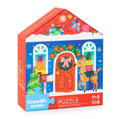 Crocodile Creek Flat House Puzzle 50pc - Santa's Workshop