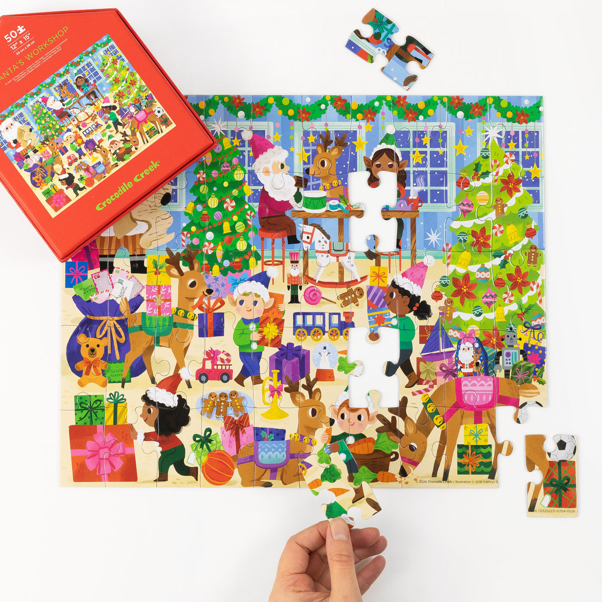 Crocodile Creek Flat House Puzzle 50pc - Santa's Workshop