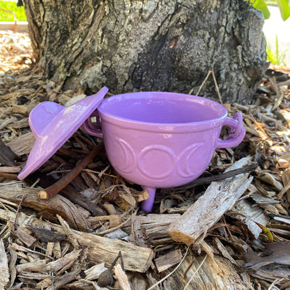 Triple Moon Cast Iron Coloured Cauldron (Assorted) - Medium