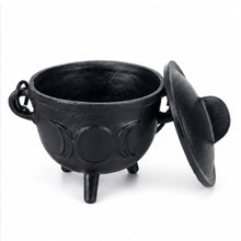 Load image into Gallery viewer, Black Triple Moon Cast Iron Cauldron (Assorted)
