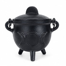 Load image into Gallery viewer, Black Triple Moon Cast Iron Cauldron (Assorted)
