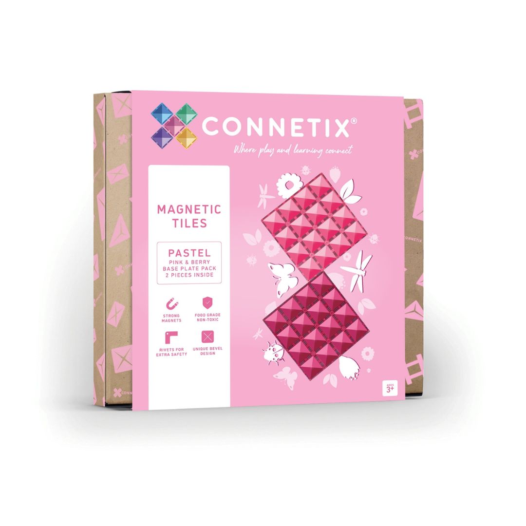 Connetix Pastel 2pc Pink & Berry Base Plate Pack