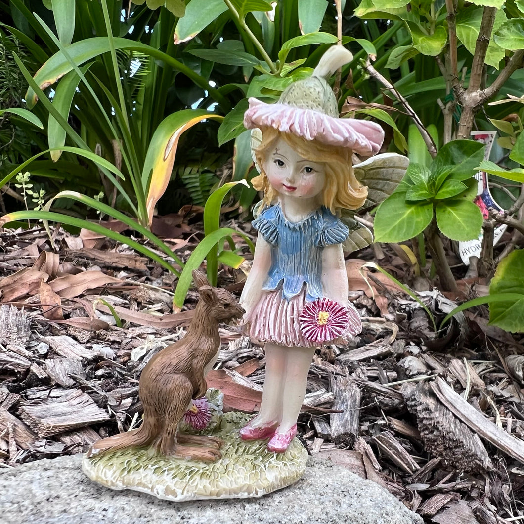 Fairy Garden Gum Blossom Fairy with Kangaroo Joey