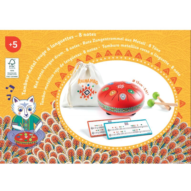 Djeco Animambo 16cm Steel Tongue - Red Drum