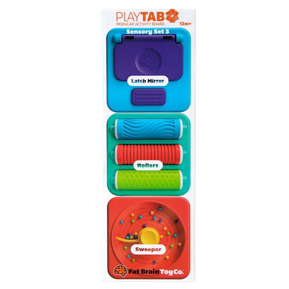 PlayTab Sensory Set 3 - Latch Mirror, Rollers, Sweeper Tile