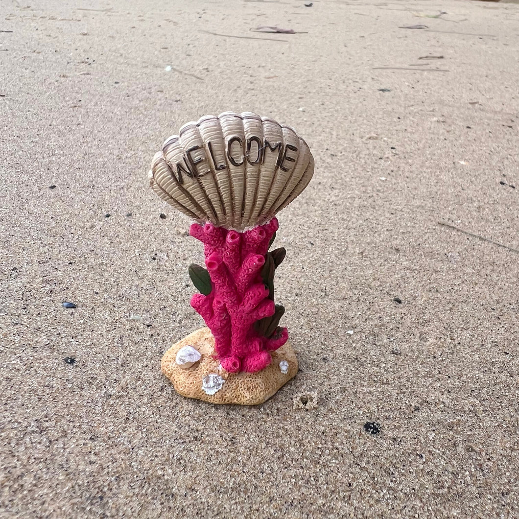 Mermaid Garden Coral Shell Welcome Sign