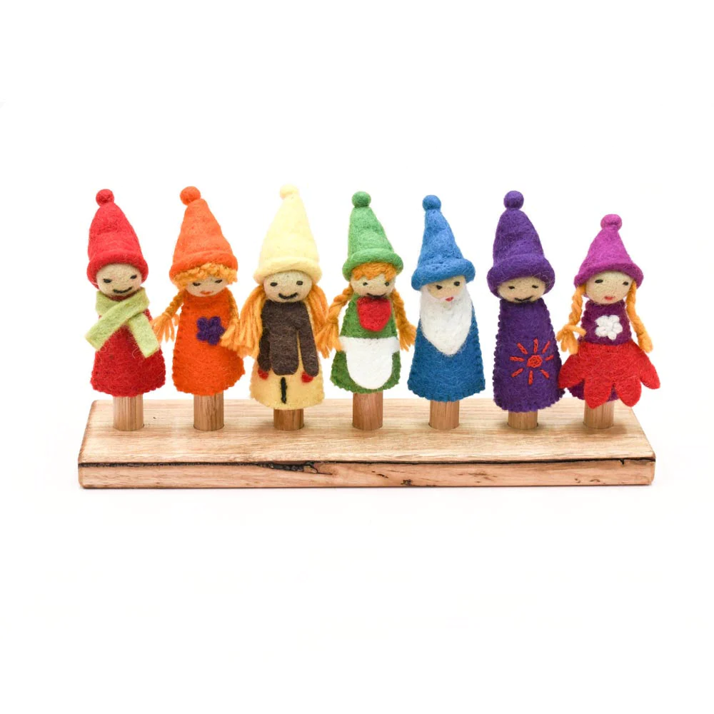 Tara Treasures Rainbow Gnomes Finger Puppet Set
