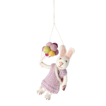 Gry & Sif Bunny Girl White Lavender Dress & Balloons Decoration ** FINAL SALE **