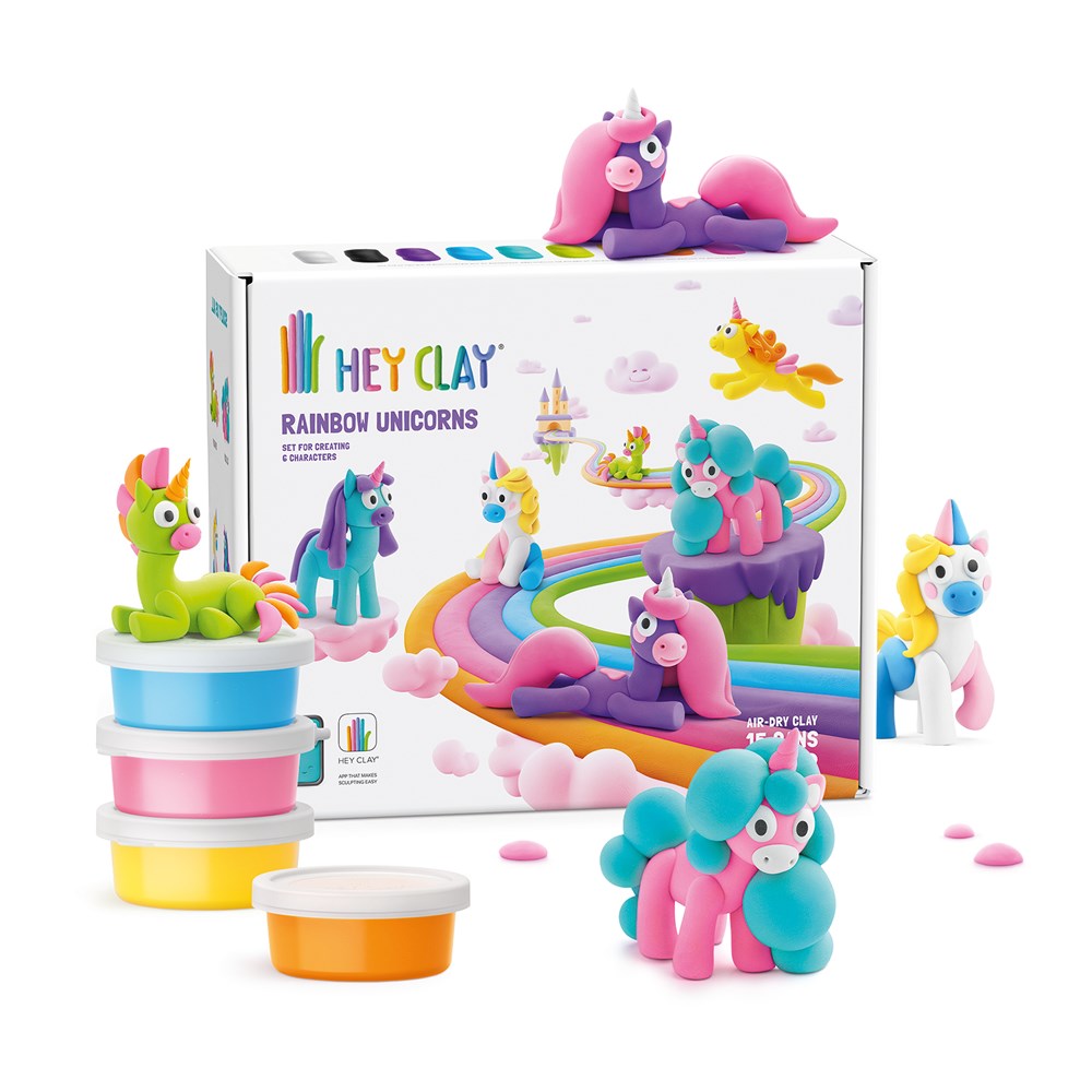 Hey Clay Rainbow Unicorns Set