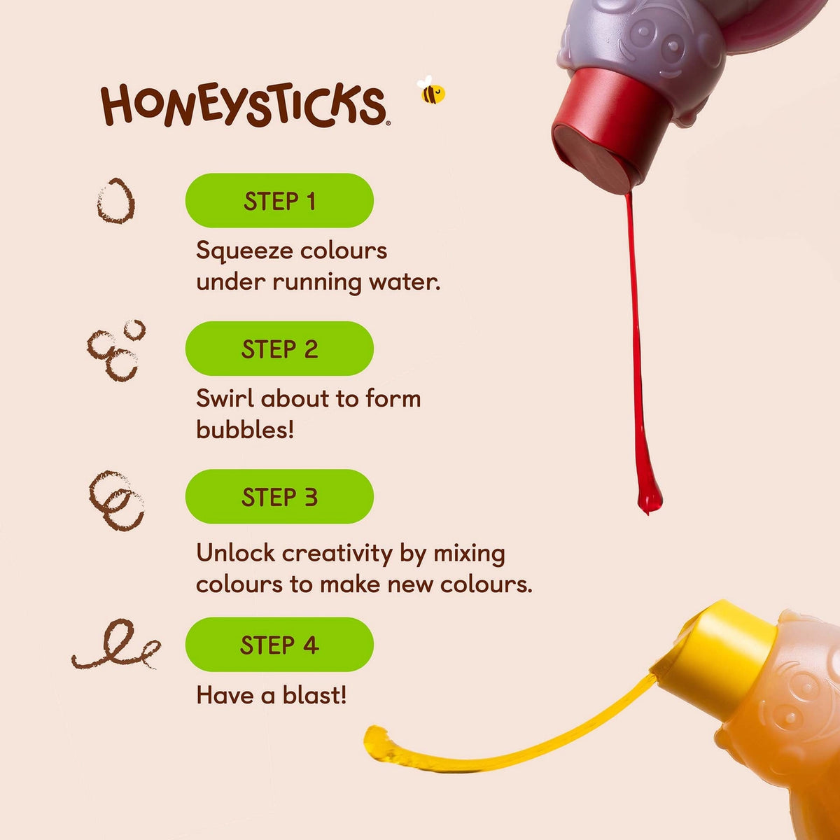 Honeysticks Bubble Bath Colour Mixing 3pk