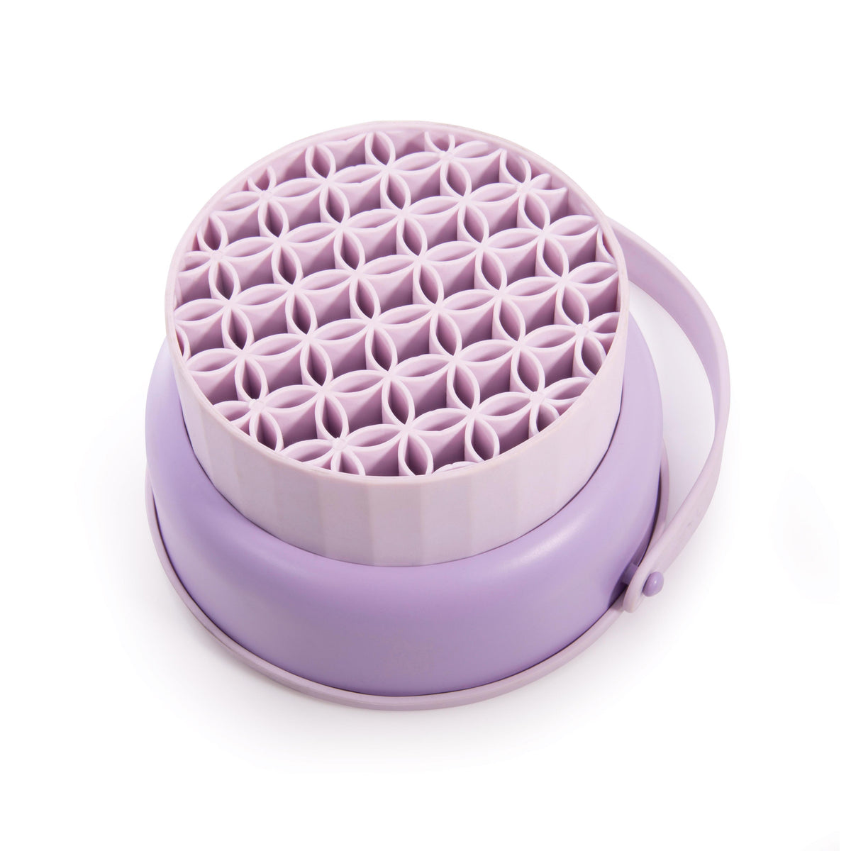 Purple silicone mold with geometric pattern on a white background
