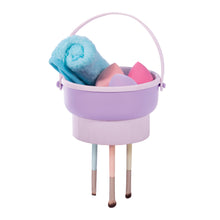 Load image into Gallery viewer, Pastel-colored toy bucket with bath toys on a white background
