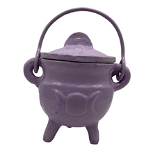 Load image into Gallery viewer, Triple Moon Cast Iron Coloured Cauldron - Small (Assorted)
