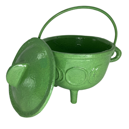 Triple Moon Cast Iron Coloured Cauldron (Assorted) - Medium