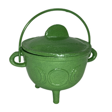 Load image into Gallery viewer, Triple Moon Cast Iron Coloured Cauldron - Medium (Assorted)
