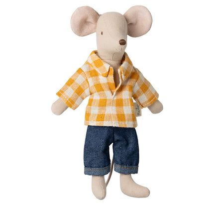 Maileg Yellow Checked Shirt and Pants for Dad Mouse
