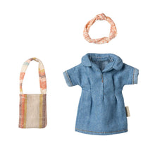 Load image into Gallery viewer, Maileg Denim Dress and Bag Mum Mouse ** PRE-ORDER May **
