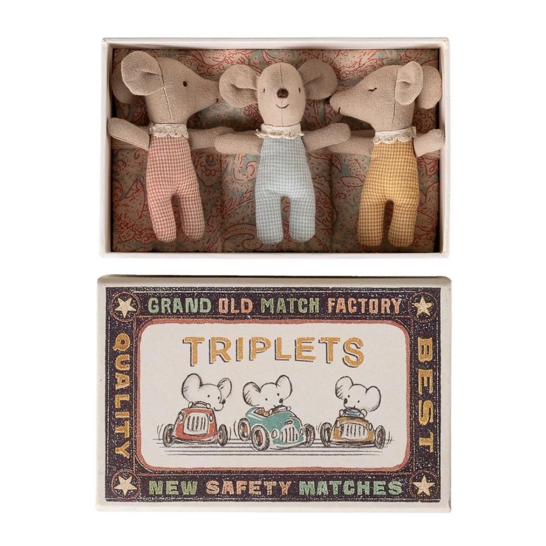 Maileg Triplets Baby Mice in Matchbox Checker (2026)