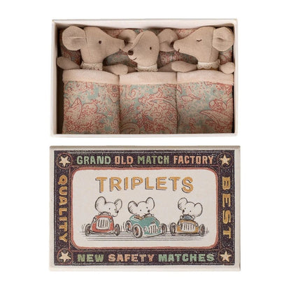 Maileg Triplets Baby Mice in Matchbox Checker (2026)