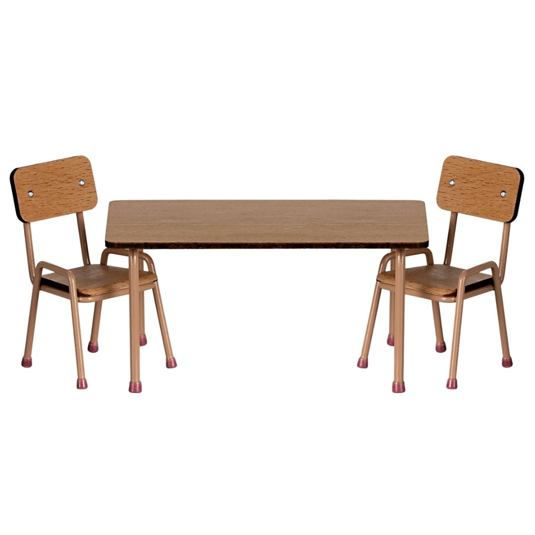 Maileg Table and Chair Set Mouse Dark Powder