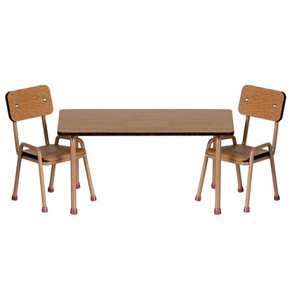 Maileg Table and Chair Set Mouse Dark Powder
