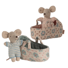 Load image into Gallery viewer, Maileg Baby Mouse in Carry Cot (Assorted) ** PRE-ORDER November **
