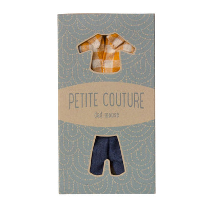 Maileg Yellow Checked Shirt and Pants for Dad Mouse
