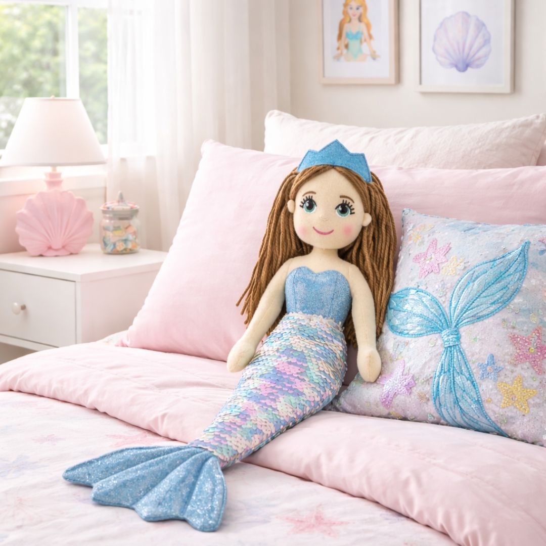 45cm Mermaid Marina Blue/White