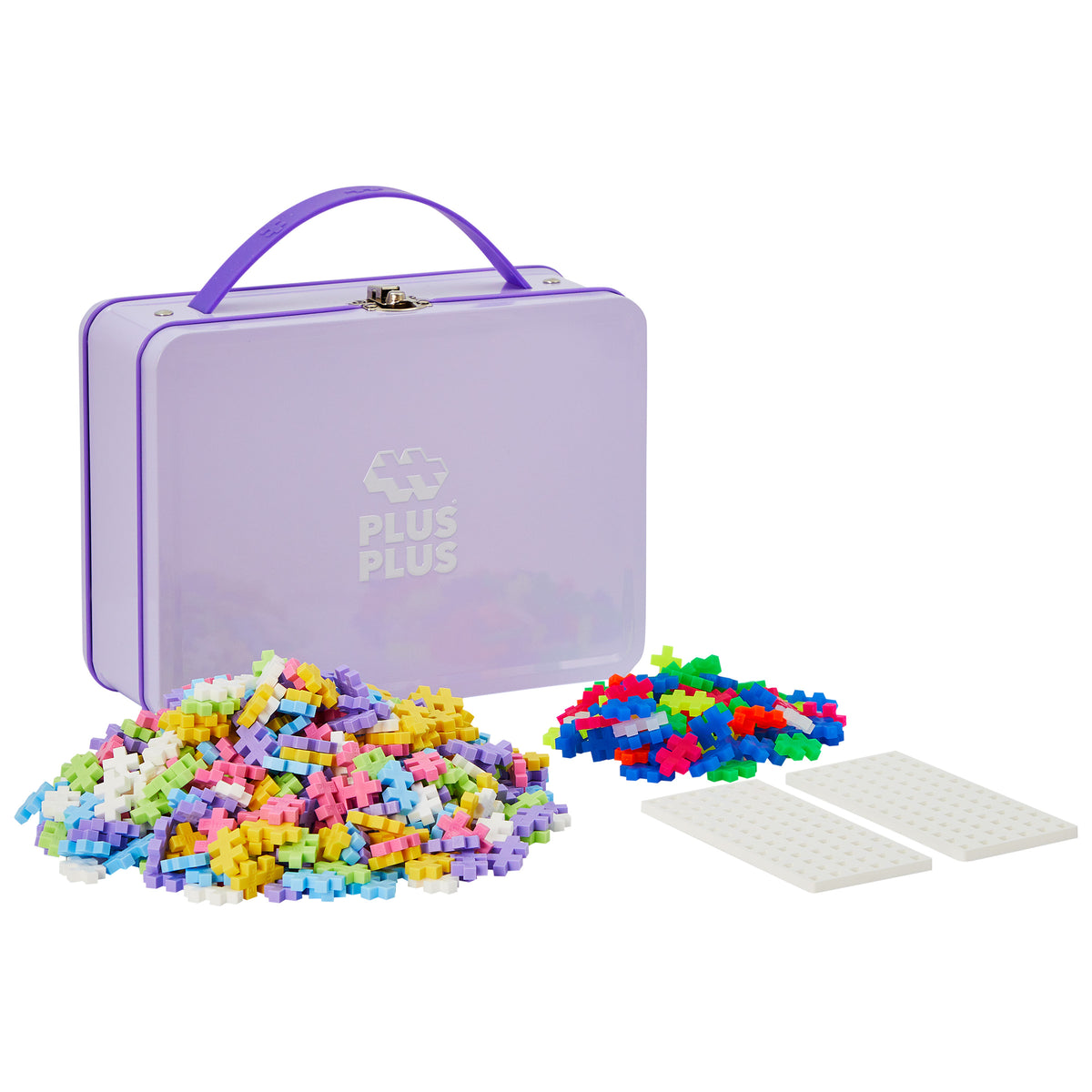 Plus-Plus 600pcs Metal Suitcase Pastel & Neon Mix
