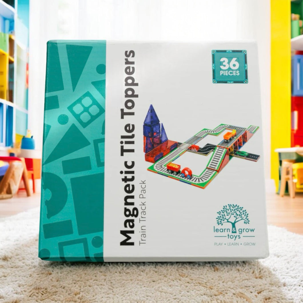 Learn & Grow Magnetic Tile Topper: 36pc Train Pack