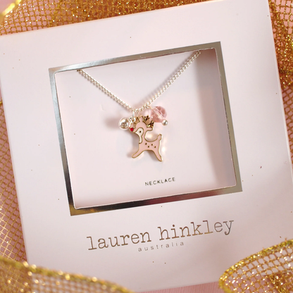 Lauren Hinkley Christmas Pink Reindeer Necklace