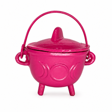 Load image into Gallery viewer, Triple Moon Cast Iron Coloured Cauldron - Medium (Assorted)
