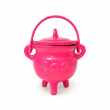 Load image into Gallery viewer, Triple Moon Cast Iron Coloured Cauldron - Small (Assorted)
