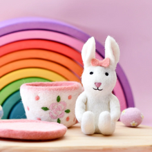 Load image into Gallery viewer, Tara Treasures Felt Rabbit with in Tea Cup Toy
