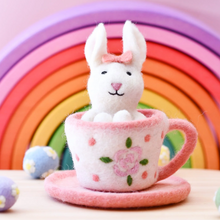 Load image into Gallery viewer, Tara Treasures Felt Rabbit with in Tea Cup Toy
