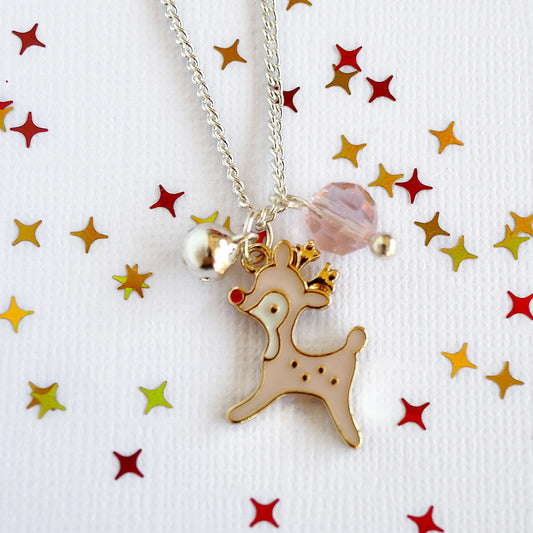 Lauren Hinkley Christmas Pink Reindeer Necklace
