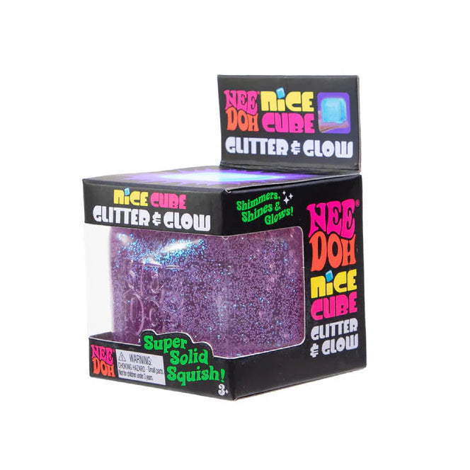 Purple glitter cube in packaging with 'Nice Do! Cube' branding on a white background