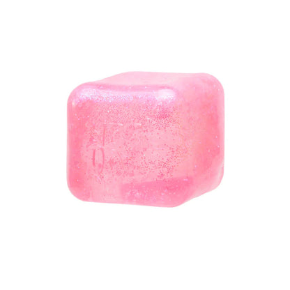 Pink cube-shaped object on a white background