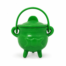 Load image into Gallery viewer, Triple Moon Cast Iron Coloured Cauldron (Assorted) - Small
